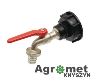 ADAPTER NAKRĘTKA Z KRANEM KULOWYM DO BECZKI 1000 MAUZERA Adapter IBC, wersja krótka S60x6 z mosiężnym zaworem kulowym 3/