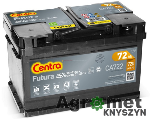 Akumulator CENTRA FUTURA , 12 V, 72 Ah 7200607 CA722 720A Akumulator CENTRA FUTURA , 12 V, 72 Ah 7200607 CA722 720A