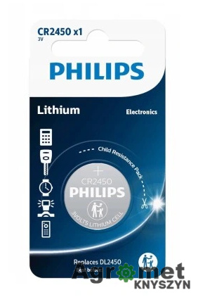 BATERIA PHILIPS Lithium CR2450 - 3.0V (blister 1szt) PHILIPS 10623973