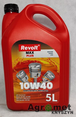 OLEJ REVOLT MAX PLUS 10w40 5L API:SL/SJ/CF ACEA:A3/B3 A3/B4 MB229.1 MB229.3 VW 502.00/505.00