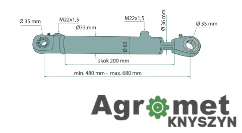 Siłownik hydrauliczny chwytak tur 73x36 skok 200 Siłownik hydrauliczny chwytak tur 73x36 skok 200