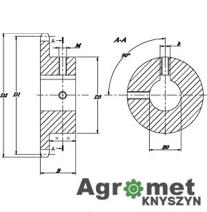 Koło łańcuchowe pojedyncze 19 zębów 1/2" 08B-1 otwór 25 mm – Kramp SE121925